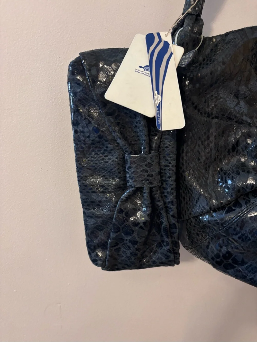 Orvieto by Estel Park Serpente Retro Snake-Embossed Bag with Matching Clutch